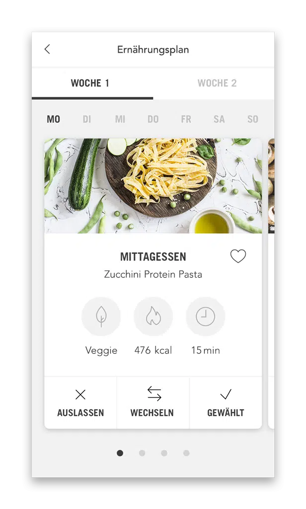 Basisch Fit Ernährungsplan Plan mit Mahlzeiten (Smartphone Ansicht Beispiel Tag)